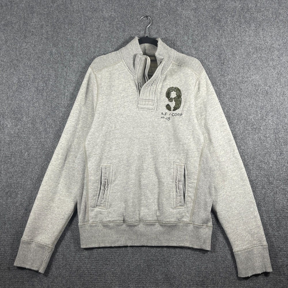 VTG Abercrombie & Fitch Muscle Quarter Zip Sweatshirt Y2K Distressed Mens XL